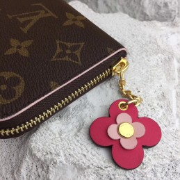Replica Louis Vuitton Brown Monogram Pink Charm Clemence Wallet