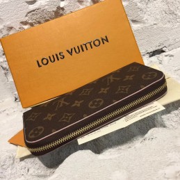 Replica Louis Vuitton Brown Monogram Pink Charm Clemence Wallet