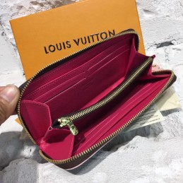 Replica Louis Vuitton Brown Monogram Pink Charm Clemence Wallet
