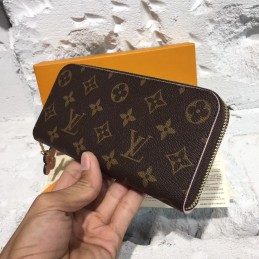 Replica Louis Vuitton Brown Monogram Red Charm Clemence Wallet