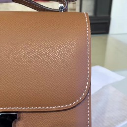 Replica Hermes Tan Constance Mini 18 Palladium Hardware Bag
