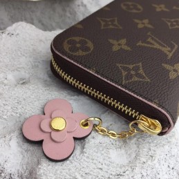 Replica Louis Vuitton Brown Monogram Red Charm Clemence Wallet
