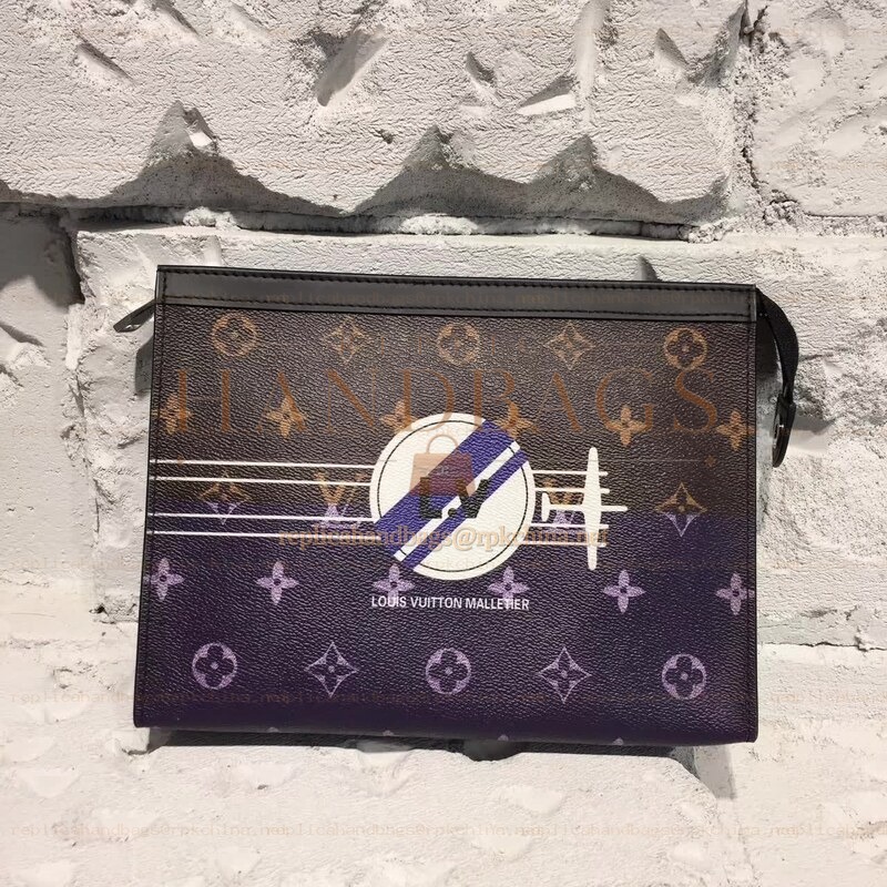 Replica Louis Vuitton Brown Monogram Space Print Pochette Voyage MM