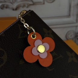 Replica Louis Vuitton Brown Monogram Orange Charm Clemence Wallet