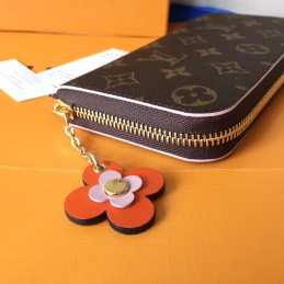 Replica Louis Vuitton Brown Monogram Orange Charm Clemence Wallet