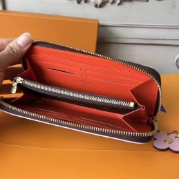 Replica Louis Vuitton Brown Monogram Orange Charm Clemence Wallet