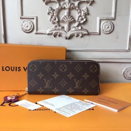 Replica Louis Vuitton Brown Monogram Rose Charm Clemence Wallet