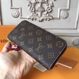 Replica Louis Vuitton Brown Monogram Rose Charm Clemence Wallet