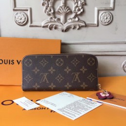Replica Louis Vuitton Brown Monogram Rose Charm Clemence Wallet