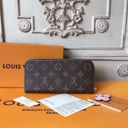 Replica Louis Vuitton Brown Monogram White Charm Clemence Wallet