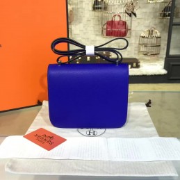 Replica Hermes Cobalt Blue Constance Mini 18 Palladium Hardware Bag