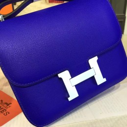 Replica Hermes Cobalt Blue Constance Mini 18 Palladium Hardware Bag