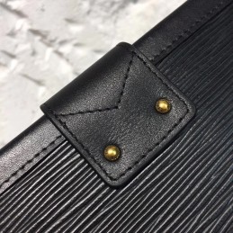 Replica Louis Vuitton Black Textured Gold Trunk Hardware Petite Malle