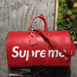 Replica Louis Vuitton Red Epi Leather Supreme Keepall Bandouliere 45