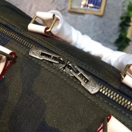 Replica Louis Vuitton Camouflage Supreme Keepall Bandouliere 45 White Straps