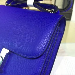 Replica Hermes Cobalt Blue Constance Mini 18 Palladium Hardware Bag