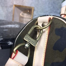Replica Louis Vuitton Camouflage Supreme Keepall Bandouliere 45 White Straps