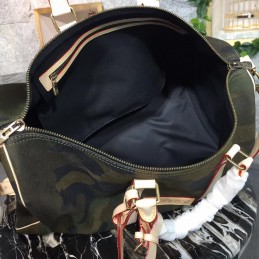 Replica Louis Vuitton Camouflage Supreme Keepall Bandouliere 45 White Straps