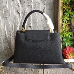 Replica Louis Vuitton Black Textured Capucines PM