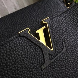 Replica Louis Vuitton Black Textured Capucines PM