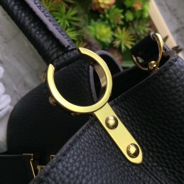 Replica Louis Vuitton Black Textured Capucines PM