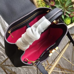 Replica Louis Vuitton Black Textured Capucines PM