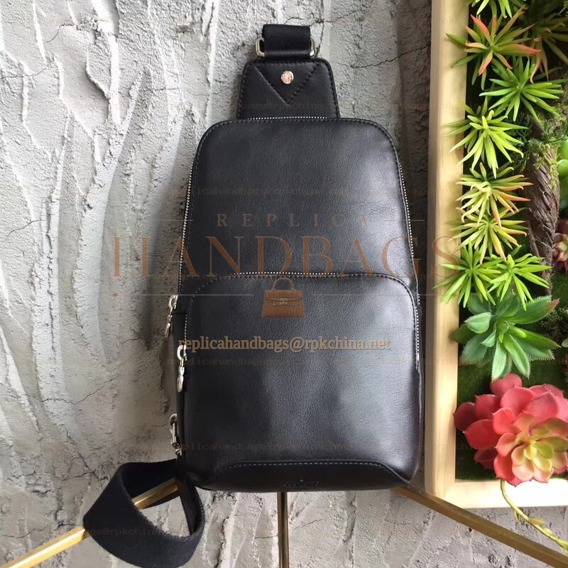 Replica Louis Vuitton Black Leather Avenue Sling Bag