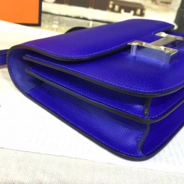 Replica Hermes Cobalt Blue Constance Mini 18 Palladium Hardware Bag