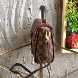 Replica Louis Vuitton Brown Damier Ebene Red Trim Croisette