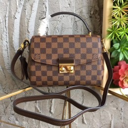Replica Louis Vuitton Brown Damier Ebene Red Trim Croisette