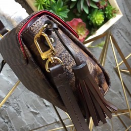 Replica Louis Vuitton Brown Damier Ebene Red Trim Croisette