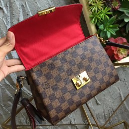 Replica Louis Vuitton Brown Damier Ebene Red Trim Croisette