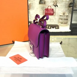 Replica Hermes Purple Constance Mini 18 Palladium Hardware Bag