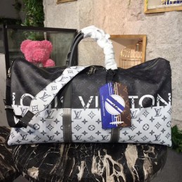 Replica Louis Vuitton White Savane Chapman Keepall Bandouliere 55