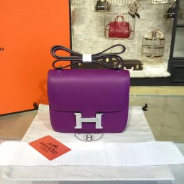 Replica Hermes Purple Constance Mini 18 Palladium Hardware Bag
