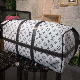Replica Louis Vuitton White Savane Chapman Keepall Bandouliere 55