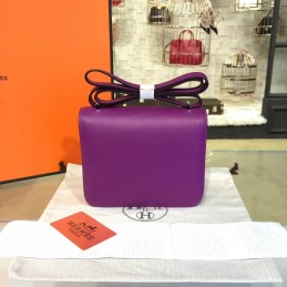 Replica Hermes Purple Constance Mini 18 Palladium Hardware Bag