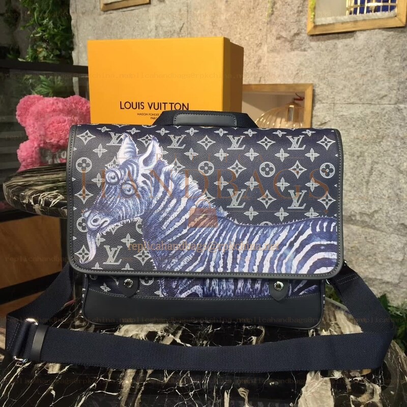 Replica Louis Vuitton Black Monogram Zebra Savane Chapman Messenger