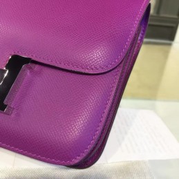 Replica Hermes Purple Constance Mini 18 Palladium Hardware Bag
