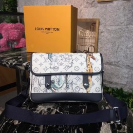 Replica Louis Vuitton White Savane Chapman Messenger PM