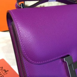 Replica Hermes Purple Constance Mini 18 Palladium Hardware Bag