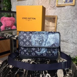 Replica Louis Vuitton Black Monogram Tiger Savane Chapman Messenger PM