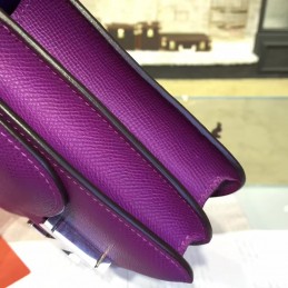 Replica Hermes Purple Constance Mini 18 Palladium Hardware Bag