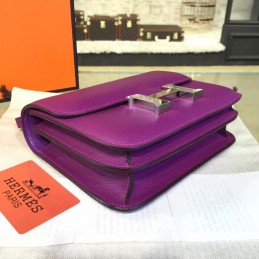 Replica Hermes Purple Constance Mini 18 Palladium Hardware Bag