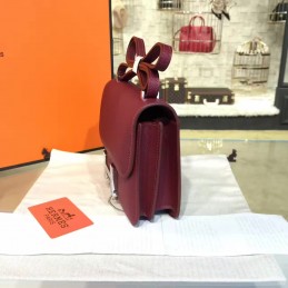 Replica Hermes Burgundy Constance Mini 18 Palladium Hardware Bag