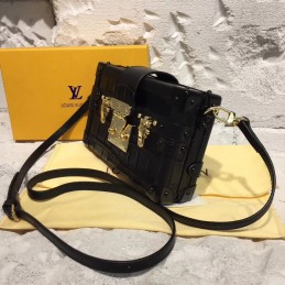 Replica Louis Vuitton Black Textured Petite Malle