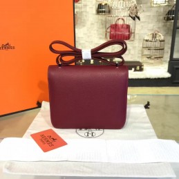 Replica Hermes Burgundy Constance Mini 18 Palladium Hardware Bag