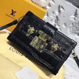 Replica Louis Vuitton Black Textured Petite Malle