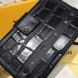 Replica Louis Vuitton Black Textured Petite Malle