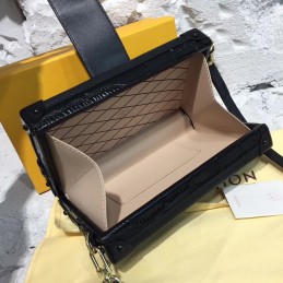 Replica Louis Vuitton Black Textured Petite Malle